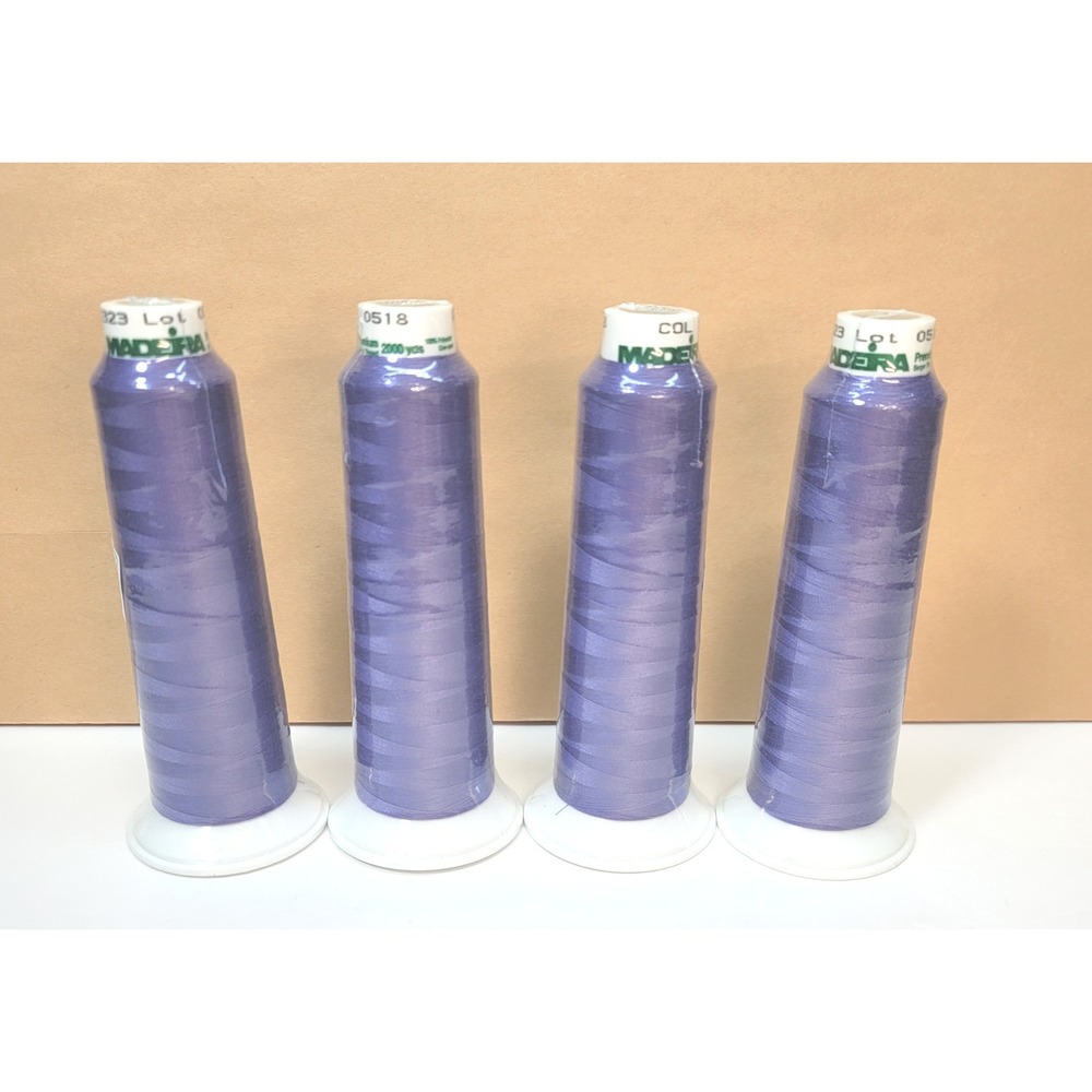 Set of 4 Madeira Aerolock Serger Thread Cones 2000yd Light Purple 8323 Polyester